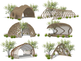 現(xiàn)代廊架 休閑亭廊 異形景觀亭子 鏤空景觀廊架 藝術(shù)景觀廊架【ID:1108128702】